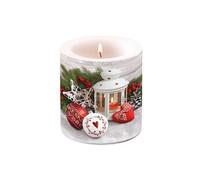 AMBIENTE Bougie décorative - Lanterne de Noël - Hauteur 9 cm - Diamètre 7.5 cm - Durée de combustions environ 35 heures