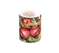 AMBIENTE Bougie décorative - Pommes et Cannelle Noël - Hauteur 12 cm - Diamètre 10 cm - Durée de combustions environ 75 heures