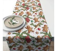 Ambiente Chemin de table - 150 x 40 cm - 100 % coton - Motif pain d'épices - Série Gingerbread Cookies - Décoration de l'Avent et de Noël