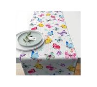 AMBIENTE Chemin de table en coton Papillons 40 x150 cm