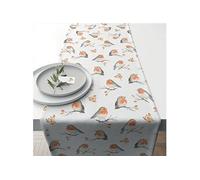 AMBIENTE Chemin de table en coton Robin family 40 x150 cm