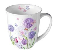 Ambiente Flower beauty Tasse à thé en porcelaine fine 0,4 l Motif fleurs et papillons Prairie dans des couleurs pastel
