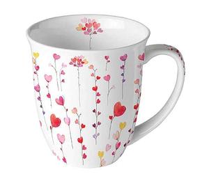 Ambiente Gobelet guirlande de cœurs d'environ 400 ml Tasse en porcelaine Motif été/printemps Idéal comme cadeau, 18418160