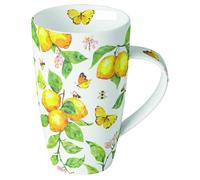 Ambiente Grande tasse à café/thé en porcelaine XXL - 600 ml - Citrons méditerranéens dans des couleurs vives - Motif : Fine Bone China - Citron frais