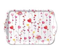 Ambiente Hearts Garlands Petit plateau décoratif en mélamine Motif cœurs Rouge/rose 13 x 21 cm