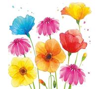 AMBIENTE Lot 20 serviettes en papier 33 x 33 cm - Fleurs d'Été