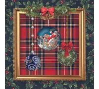 Ambiente Lot de 20 boules de Noël en papier avec cadre en tartan - 33 x 33 cm - 3 plis