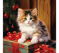 Ambiente Lot de 20 serviettes en papier avec motif de chat de Noël pour décoration de table - 33 x 33 cm - Triple épaisseur - Biodégradables - Multicolore