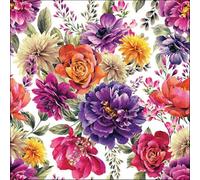 Lot de 20 serviettes en papier pour décoration de table Motif fleurs d'automne Blanc 33 x 33 cm