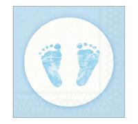 Ambiente Lot Motif : Baby Steps Boy-Pieds Bébé Bleu Clair pour baptême + naissance-20Serviettes par paquet