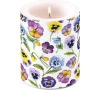 Ambiente - Luxury Paper Products Bougie Pansy All Over Pensée 12cm Bougie Lampion Décoration Home Eté Printemps Eté Fleurs Blanc Violet Bleu Jaune Vert
