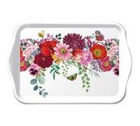 AMBIENTE Mini plateau vide poche Bordure Fleurie rectangulaire - 20.5 x 13.5 cm BLANC G