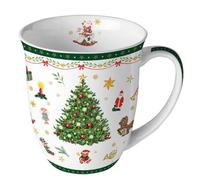 Ambiente Mug de Noël en porcelaine fine 0,4 l Motif sapin de Noël Blanc