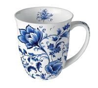 Mug fleurs bleues en porcelaine fine 400 ml