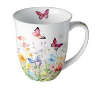 Ambiente Mug papillons et fleurs en porcelaine fine 400 ml