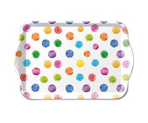 Ambiente Petit plateau décoratif 13 x 21 cm en mélamine, motifs colorés et pois, pour anniversaire et fête