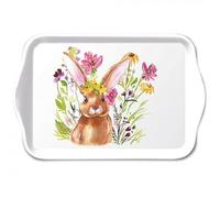 Ambiente Petit plateau décoratif en mélamine - 13 x 21 cm - Pour Pâques - Série Girl Bunny