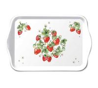 Ambiente Plateau 13 x 21 cm en mélamine avec motif fraises - Pour décorer et servir - Petit plateau de service pour café, thé, petit-déjeuner - Décoration de table d'été, jardin, cuisine - Plateau
