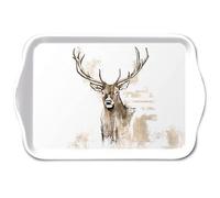 Ambiente Plateau décoratif en mélamine - Petit plateau de service - 13 x 21 cm - Motif cerf - Maison de campagne