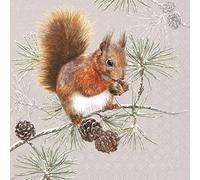 Ambiente Serviette 33 cm écureuil en Hiver - Lot de 20