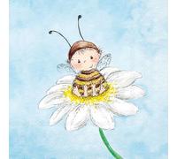 Ambiente Serviette de table Bee Child, 20 pièces, 33x33 cm, papier, motif en quart, imprimé sur une face, dos blanc, idéal pour la décoration de printemps et le découpage.