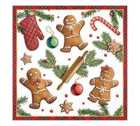Ambiente Serviette de table biscuits pain d'épices, 33x33 cm, 3 plis, 20 pièces, décoration de Noël, décoration de table, design festif