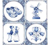 AMBIENTE serviette motif : Hollande - BLANC-BLEU - 20 Serviettes Par Paquet, 33x33 cm