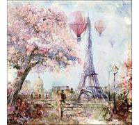 Ambiente Serviette Paris Art 33x33 cm 20 pcs. Papier Printemps, Motif imprimé sur une face, Idéal pour le découpage et la décoration créative de la table.