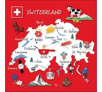 Lot de 20 serviettes en papier avec motif Villes et pays de Suisse Les plus beaux côtés comme décoration de table Convient également pour le découpage et la technique des serviettes 33 x 33 cm
