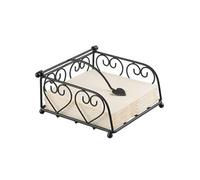 AMBIENTE Support à serviettes en papier - Coeurs - en métal noir - Hauteur 6.5 cm - Largeur 14 cm - Profondeur 14 cm