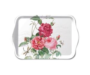 Ambiente Tablett Tray Serviertablett 13x21 cm Dekotablett Amber Rosen Blumenmotiv Melamintablett
