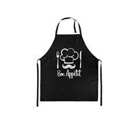 AMBIENTE Tablier adulte à nouer en coton noir bon appétit