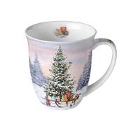 Ambiente Tasse 0,4 l Tasse à café Tasse à thé Fine Bone China Porcelaine Hiver Animaux Hiver Noël Avent Sapin Animal
