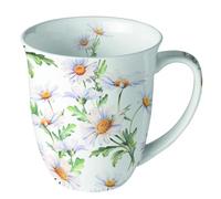 Ambiente Tasse à café et à thé - 0,4 l - Motif marguerites - En porcelaine fine - Blanc