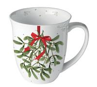 Ambiente Tasse à café ou à thé 0,4 l en porcelaine fine série mistletoe gui hiver Noël l'Avent