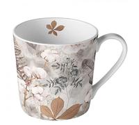 Ambiente Tasse à café Tasse à thé Tasse 0,3 l Tasse en porcelaine fine Motif plantes et feuilles Série coton