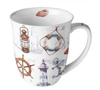Ambiente Tasse à café Tasse à thé Tasse à thé 0,4 l en porcelaine fine Motif maritime Welcome aboard
