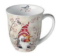 Ambiente Tasse à Café et Thé 0,4 L Fine Bone China - Porcelaine Lutin Nains Animaux Hiver Noël Avent Série Dwarf Hug