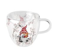 Tasse à thé en verre double paroi lutin de Noël