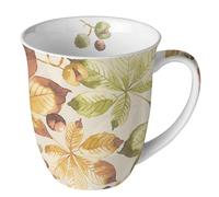 Ambiente Tasse à thé ou à café - 0,4 l - Jumbo - Automne - Feuilles - Châtaignes - Porcelaine fine