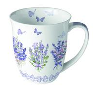 Ambiente Tasse à thé - Tasse à café - 0,4 l - Lavande et papillons dans des couleurs délicates - Porcelaine fine - Série Lovely Lavande - Motif toute l'année