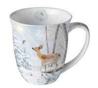Ambiente Tasse en porcelaine - Collection d'animaux d'hiver, neige, oiseaux, glace, thé/café - Idéal comme cadeau