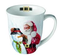 Ambiente Tasse en porcelaine d'environ 400 ml Tasse en porcelaine pour thé ou café Automne Hiver Noël Noël Père Noël et bonhomme de neige