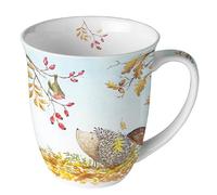 Ambiente Tasse en porcelaine d'environ 400 ml Tasse en porcelaine pour thé ou café Automne Hiver Noël Noël Forest Friends