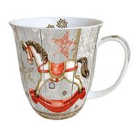 Ambiente Tasse en porcelaine d'environ 400 ml Tasse en porcelaine pour thé ou café Rocking Horse Automne Hiver Noël