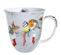 Ambiente Tasse en Porcelaine d'Os 400 ml pour Thé ou Café - Automne Hiver Noël Chaussettes de Noël