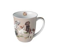 Ambiente Tasse en porcelaine de 10 cm avec motif de chien - 0,4 l - Tasse à café, tasse à thé, cacao - Tasses et gobelets motif animal pour les fans de chiens - Tasse en porcelaine, marron