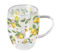 Ambiente Tasse en verre double paroi citrons et papillons