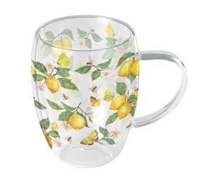 Ambiente Tasse en verre double paroi citrons et papillons