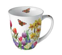 Ambiente Tasse Porzellan Jumbotasse Kaffee/Teetasse 400 ml Frühling Blumen Schmetterlinge Serie spring feeling